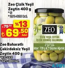 ZEO ÇİZİK YEŞİL ZEYTİN 400 G